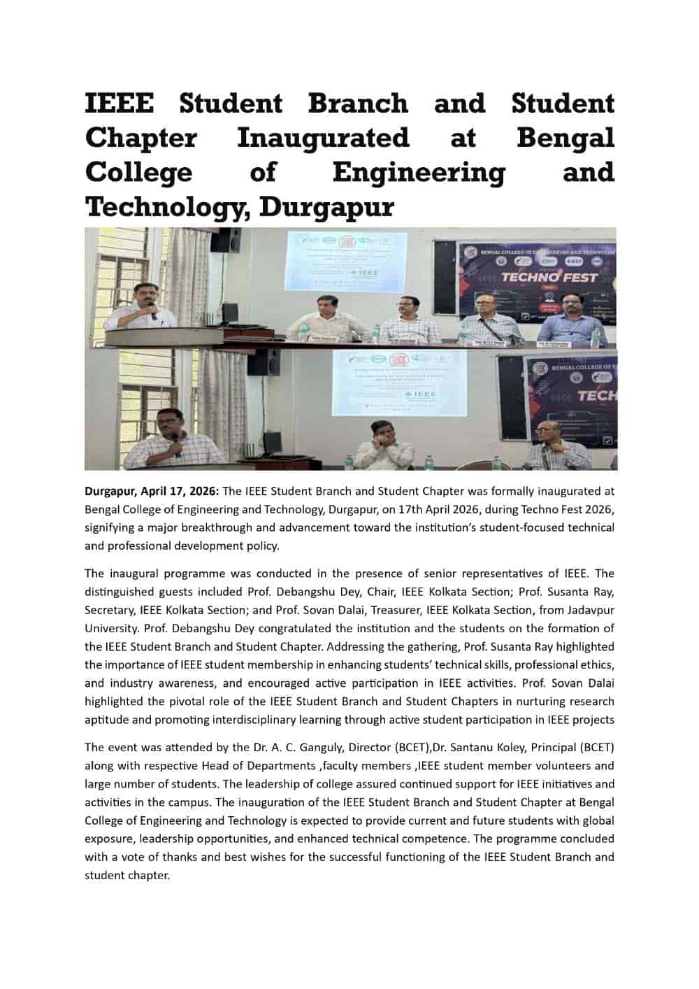IEEE Student Branch and Student Chapter Inaugurated at Bengal College of Engineering and Technology_page-0001 copy